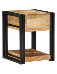 Comodino 40x40x50 cm in Legno Grezzo Massello di Mango