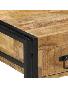 Comodino 40x40x50 cm in Legno Grezzo Massello di Mango 2