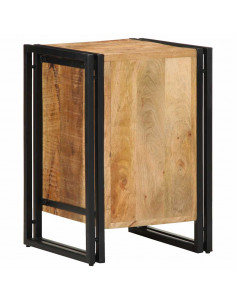 Comodino 40x40x59 cm in Legno Grezzo Massello di Mango