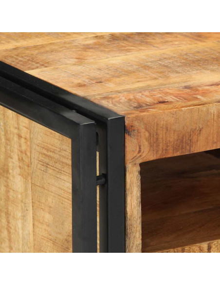 Comodino 40x40x59 cm in Legno Grezzo Massello di Mango