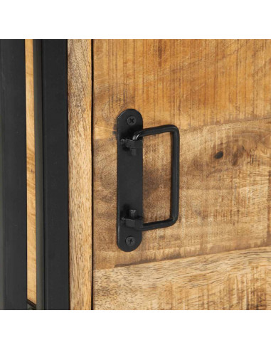 Comodino 40x40x59 cm in Legno Grezzo Massello di Mango