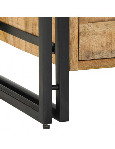 Comodino 40x40x59 cm in Legno Grezzo Massello di Mango