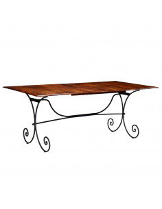 Tavolo da Pranzo in Legno Massello Finitura Ambra 200x100x76 cm 2