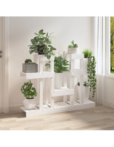Supporto per Piante Bianco 104,5x25x77,5 cm in Massello di Pino