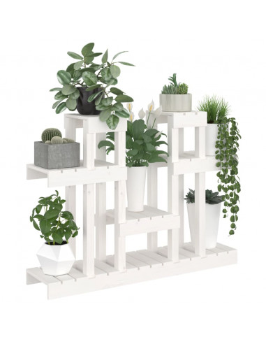 Supporto per Piante Bianco 104,5x25x77,5 cm in Massello di Pino