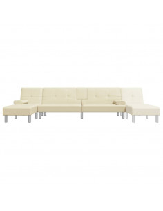 Divano Letto a L Crema 255x140x70 cm in Similpelle 2