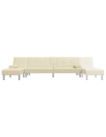 Divano Letto a L Crema 255x140x70 cm in Similpelle