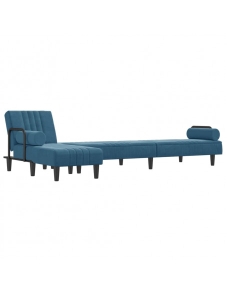Divano Letto a L Blu 260x140x70 cm in Velluto