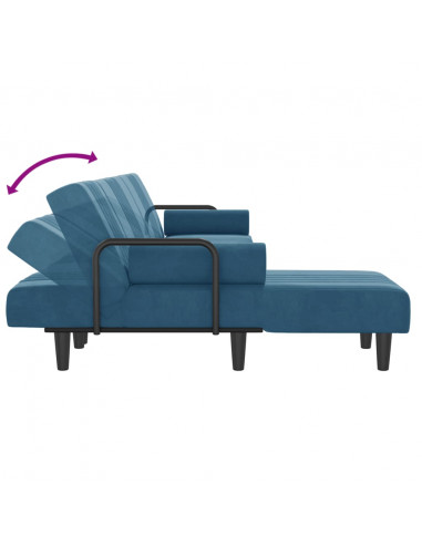 Divano Letto a L Blu 260x140x70 cm in Velluto