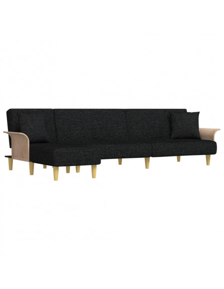 Divano Letto a L Nero 279x140x70 cm in Tessuto