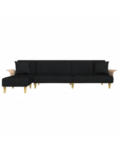 Divano Letto a L Nero 279x140x70 cm in Tessuto 2