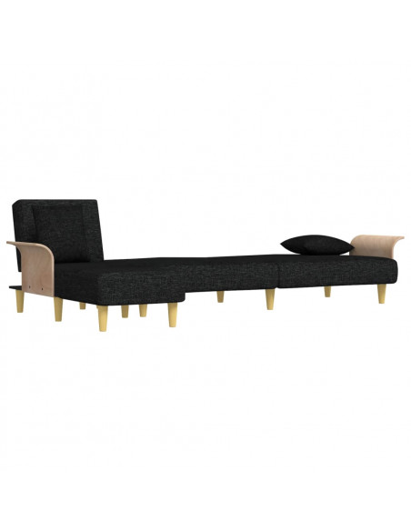 Divano Letto a L Nero 279x140x70 cm in Tessuto