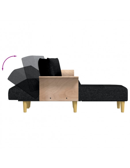 Divano Letto a L Nero 279x140x70 cm in Tessuto