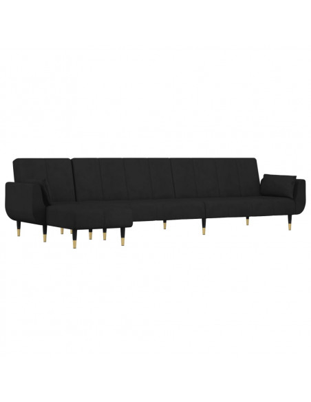 Divano Letto a L Nero 275x140x70 cm in Velluto