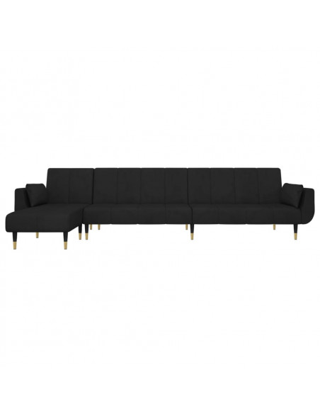 Divano Letto a L Nero 275x140x70 cm in Velluto