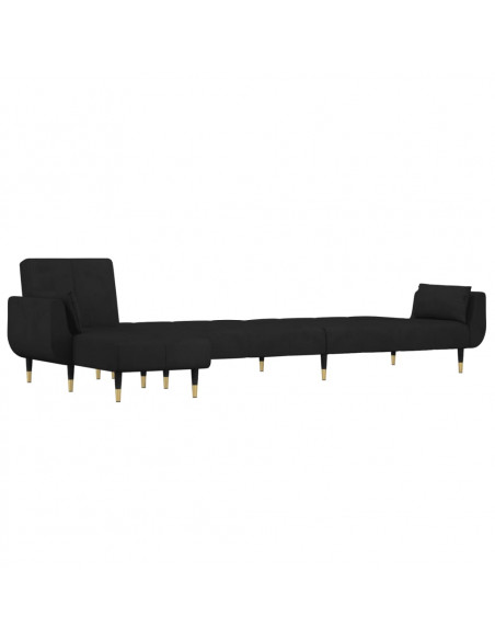 Divano Letto a L Nero 275x140x70 cm in Velluto