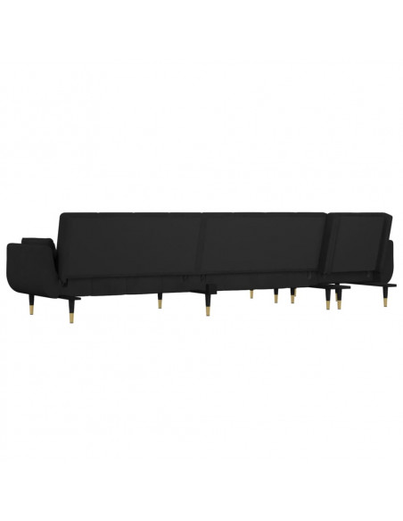 Divano Letto a L Nero 275x140x70 cm in Velluto
