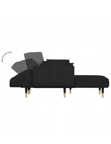Divano Letto a L Nero 275x140x70 cm in Velluto