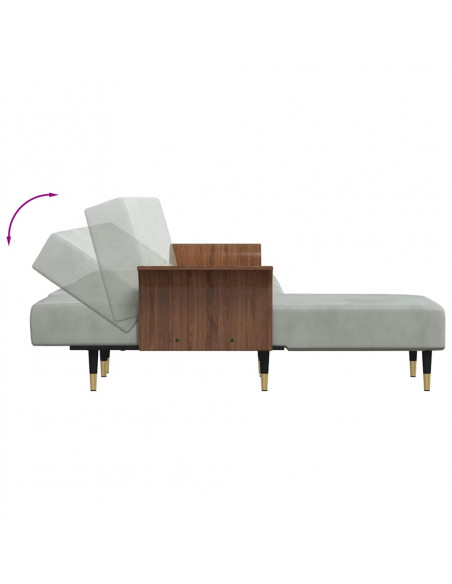 Divano Letto a L Grigio Chiaro 279x140x70 cm in Velluto