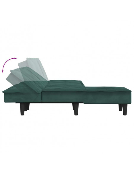 Divano Letto a L Verde Scuro 255x140x70 cm in Velluto