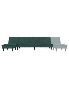Divano Letto a L Verde Scuro 255x140x70 cm in Velluto 2