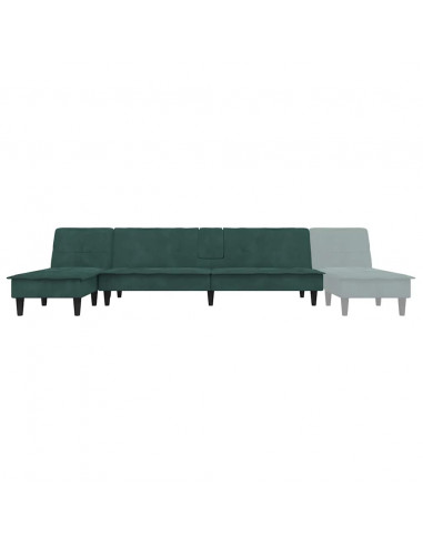 Divano Letto a L Verde Scuro 255x140x70 cm in Velluto