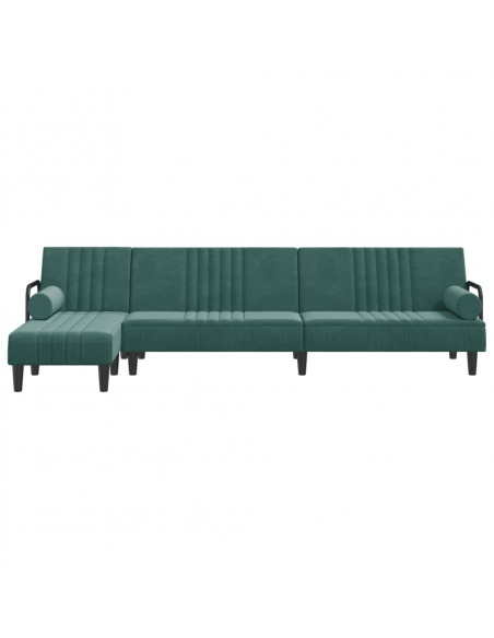 Divano Letto a L Verde Scuro 260x140x70 cm in Velluto