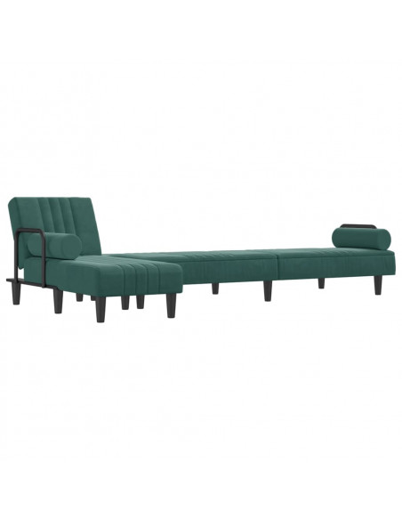 Divano Letto a L Verde Scuro 260x140x70 cm in Velluto