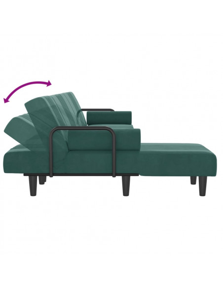 Divano Letto a L Verde Scuro 260x140x70 cm in Velluto
