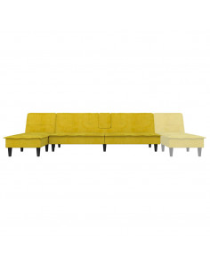 Divano Letto a L Giallo 255x140x70 cm in Velluto 2