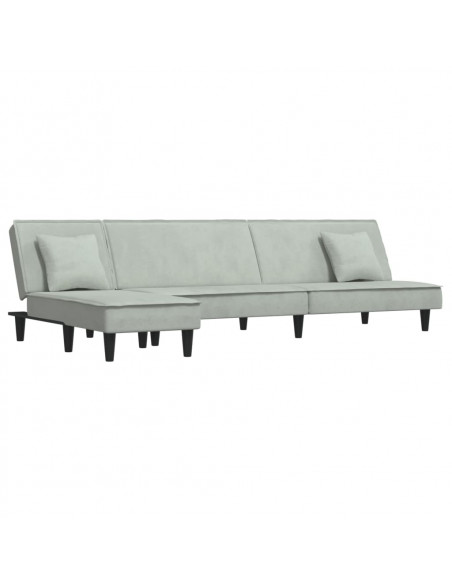 Divano Letto a L Grigio Chiaro 255x140x70 cm in Velluto