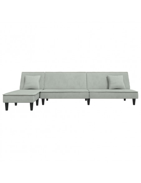 Divano Letto a L Grigio Chiaro 255x140x70 cm in Velluto