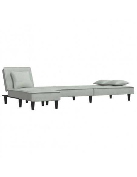 Divano Letto a L Grigio Chiaro 255x140x70 cm in Velluto