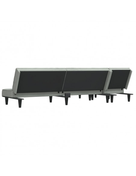 Divano Letto a L Grigio Chiaro 255x140x70 cm in Velluto