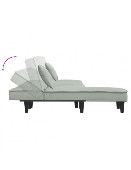 Divano Letto a L Grigio Chiaro 255x140x70 cm in Velluto