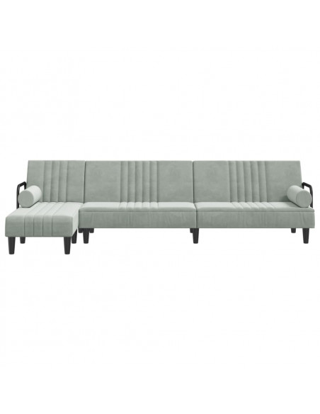 Divano Letto a L Grigio Chiaro 260x140x70 cm in Velluto