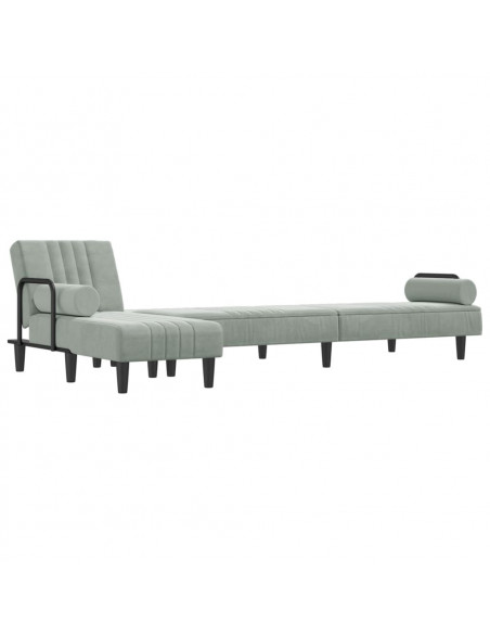 Divano Letto a L Grigio Chiaro 260x140x70 cm in Velluto
