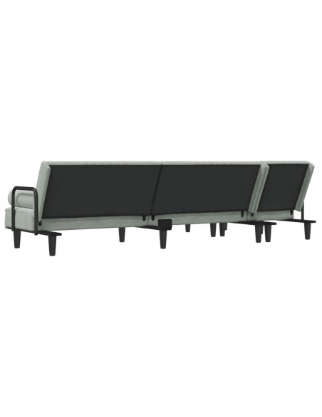 Divano Letto a L Grigio Chiaro 260x140x70 cm in Velluto