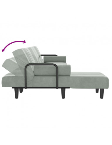 Divano Letto a L Grigio Chiaro 260x140x70 cm in Velluto