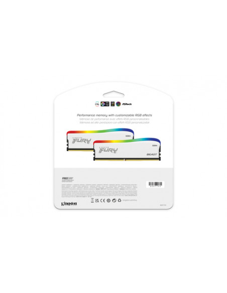 Kingston Technology FURY Beast 16GB 3600MT/s DDR4 CL18 DIMM bianco RGB SE