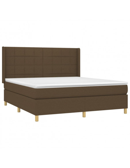 Letto a Molle Materasso e LED Marrone Scuro 160x200 cm Tessuto