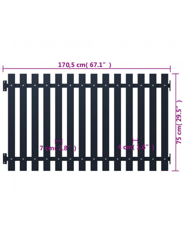 Pannello di Recinzione Antracite 170,5x75 cm Acciaio Verniciato