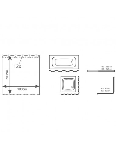 RIDDER Tenda da Doccia Textile Erba