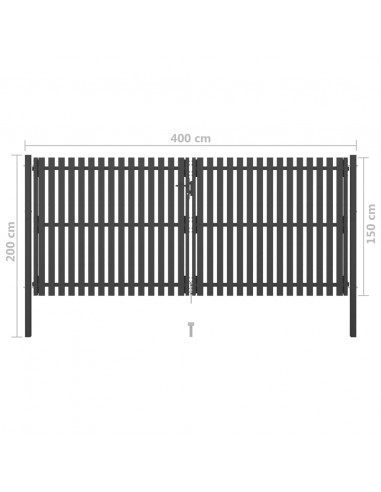 Cancello per Recinzione da Giardino in Acciaio 400x150 cm Antracite