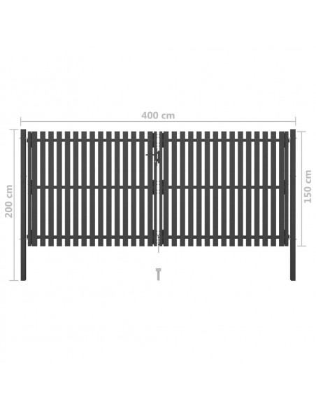 Cancello per Recinzione da Giardino in Acciaio 400x150 cm Antracite