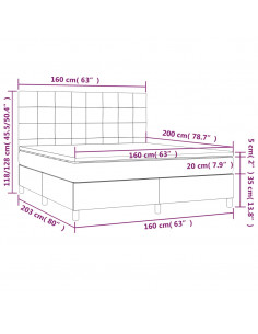 Giroletto a Molle con Materasso Marrone Scuro 160x200cm Tessuto