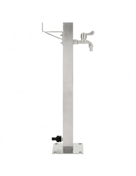 Fontanella a Colonna in Acciaio Inossidabile Quadrata 65 cm