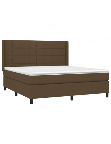 Letto a Molle Materasso e LED Marrone Scuro 160x200 cm Tessuto
