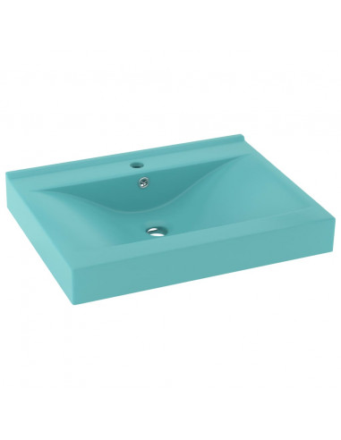 Lavabo con Foro Rubinetto Verde Chiaro Opaco 60x46 cm Ceramica