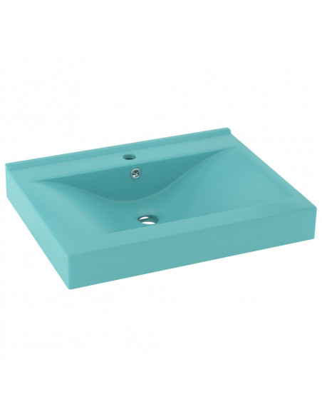 Lavabo con Foro Rubinetto Verde Chiaro Opaco 60x46 cm Ceramica